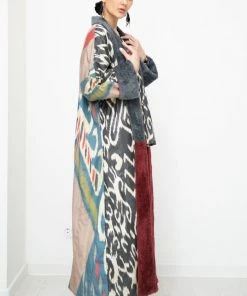 UZBEKISTAN CLOTHING Maxi Ikat Robe With Fleece