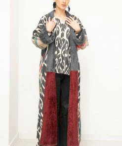 UZBEKISTAN CLOTHING Maxi Ikat Robe With Fleece