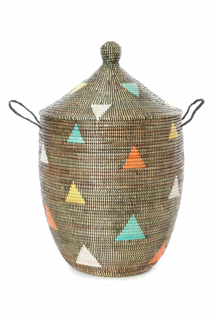 SENEGAL HOME Large Teranga Triangles Hamper Basket 3 SENEGAL HOME Large Teranga Triangles Hamper Basket