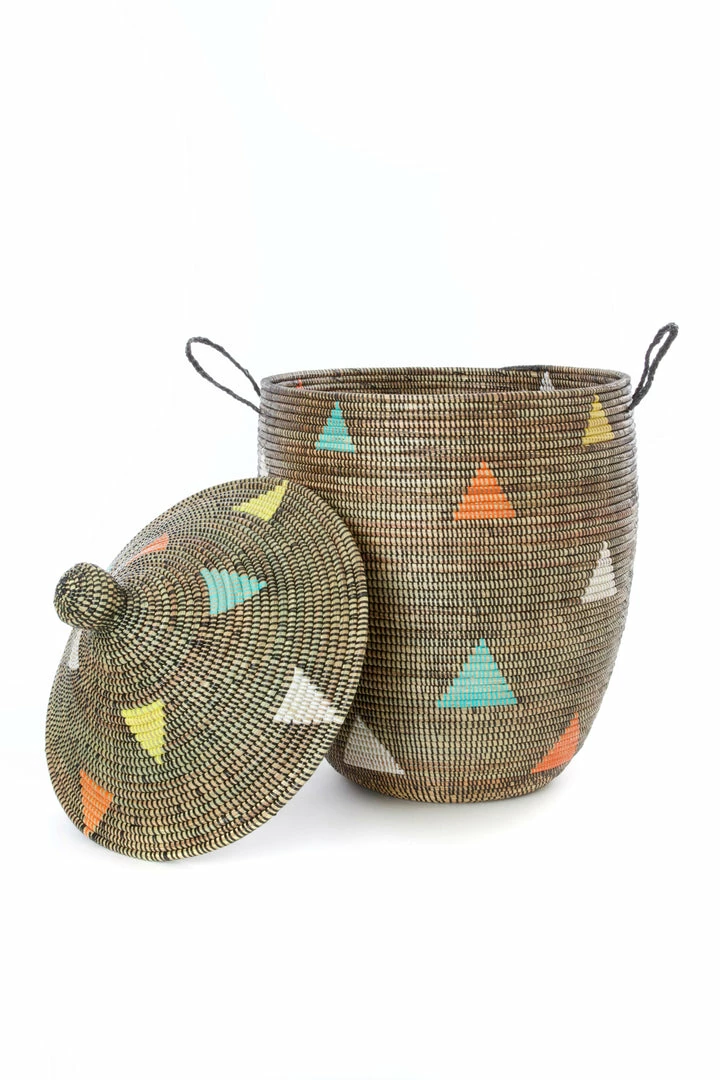 SENEGAL HOME Large Teranga Triangles Hamper Basket 4 SENEGAL HOME Large Teranga Triangles Hamper Basket