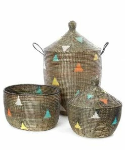 SENEGAL HOME Large Teranga Triangles Hamper Basket 9 SENEGAL HOME Large Teranga Triangles Hamper Basket